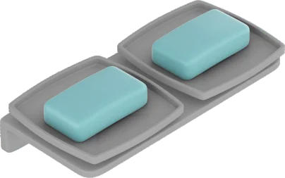 Gray - Double Large Square Soap Dish