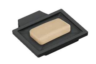 Black - Large Square Soap Dish With Holder
