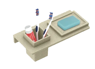Marble - Large Square Soap Dish With Glass
