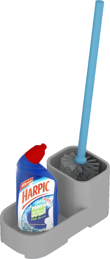 Gray - Toilet Brush With Cleaner Holder