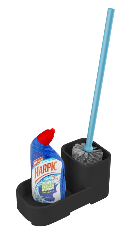 Black - Toilet Brush With Cleaner Holder