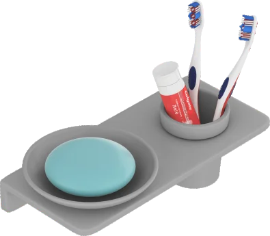 Gray - Round Soap Dish With Glass