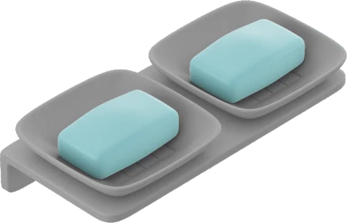 Gray - Double Small Square Soap Dish