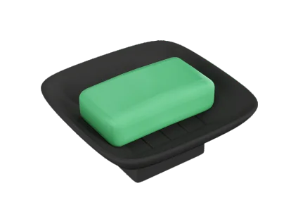 Black - Small Square Soap Dish With Holder