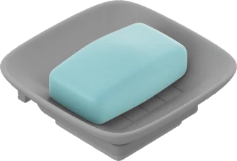 Gray - Small Square Soap Dish With Holder
